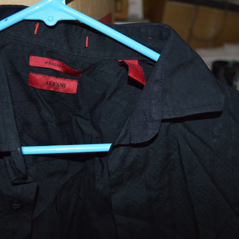 NEW Alfani Men/Women Modernfit Black 100% Cotton Dress/Casual Shirt Size Small